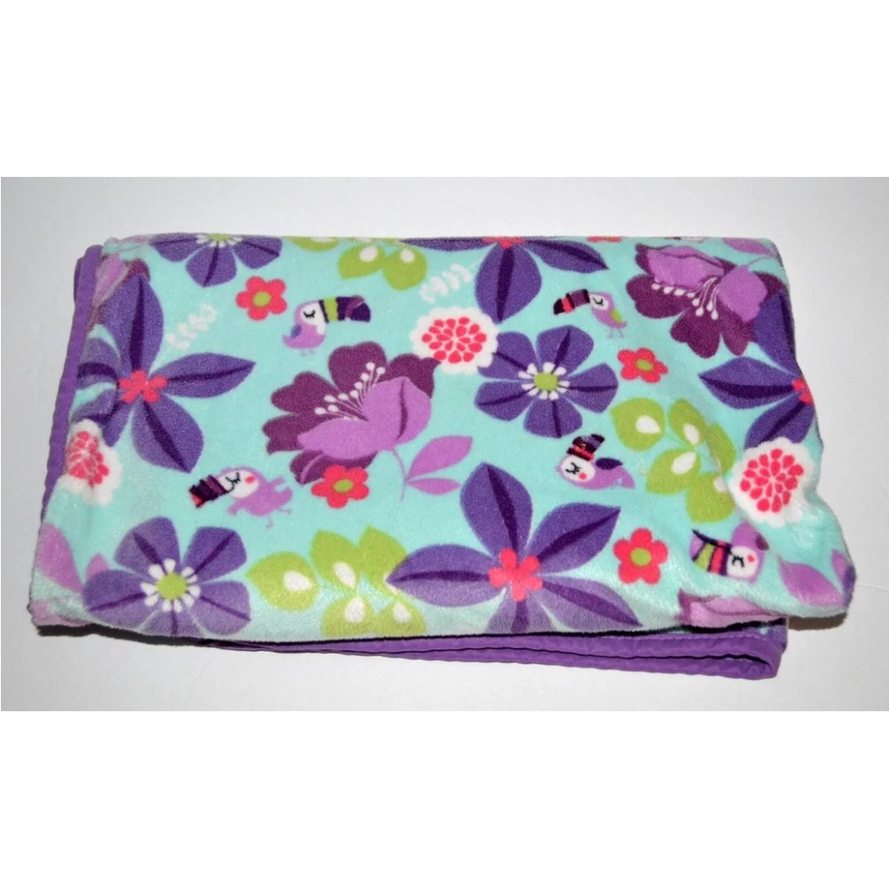 Carter's Baby Girl’s Purple Floral Sherpa Toucan Security Blanket
